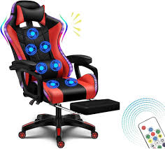 Ergonomisk Gamingstol med RGB och Massage - Röd
